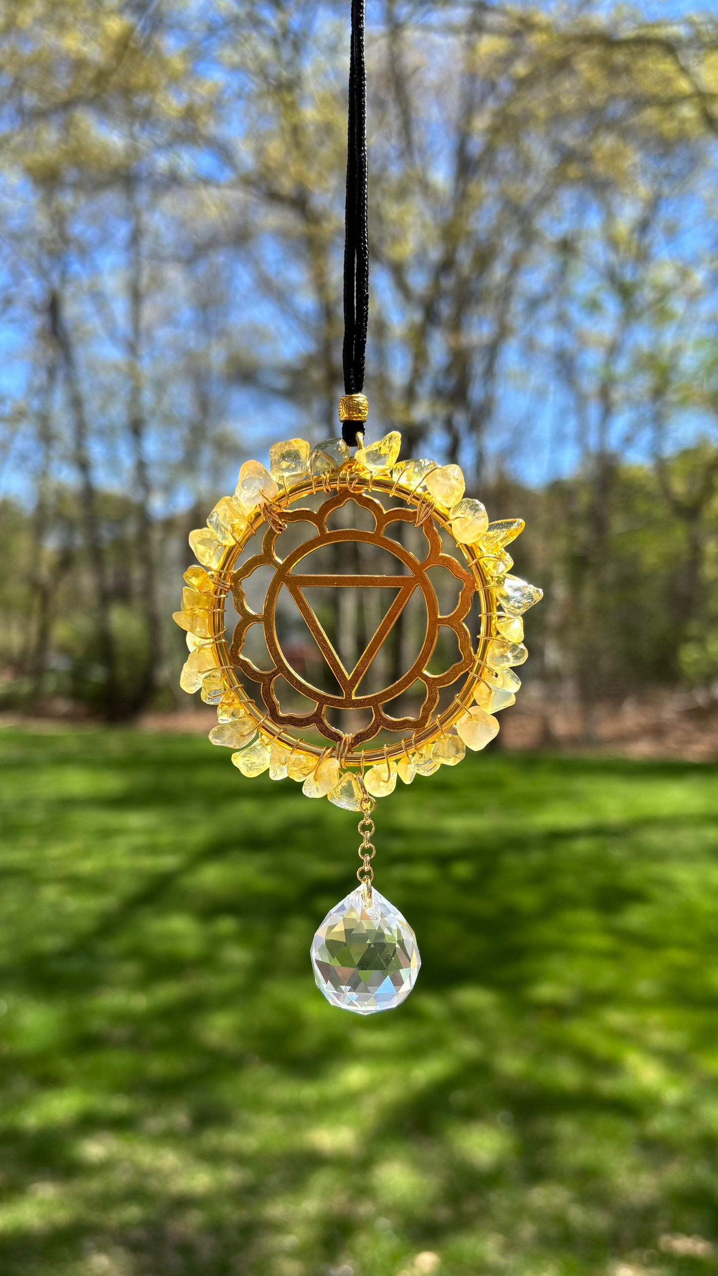 Solar Plexus Car Charm- Rearview Mirror Citrine Suncatcher